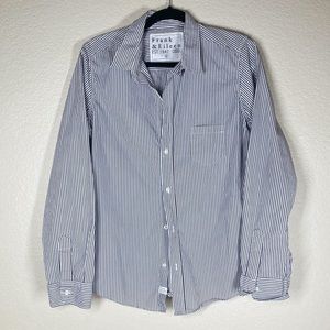 Frank & Eileen Barry Buttoned Striped Shirt, White/Blue Blouse